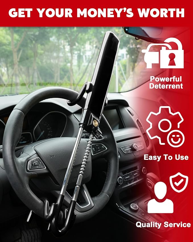 Tevlaphee Steering Wheel Lock Anti-Theft Car Device Heavy Duty Security Car