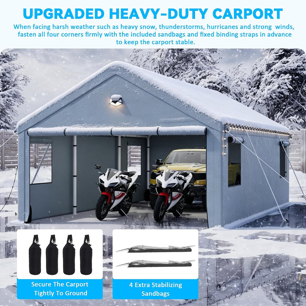 13X25 FT Carport Heavy Duty,Portable Car Ports Garage