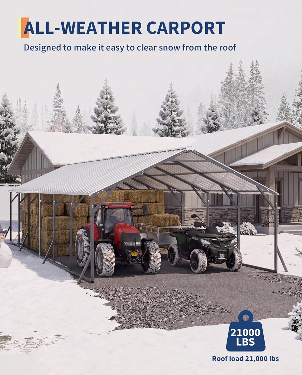 GarveeLife 20'X30'x12' Metal Carport for Multiple Vehicles, Steel...