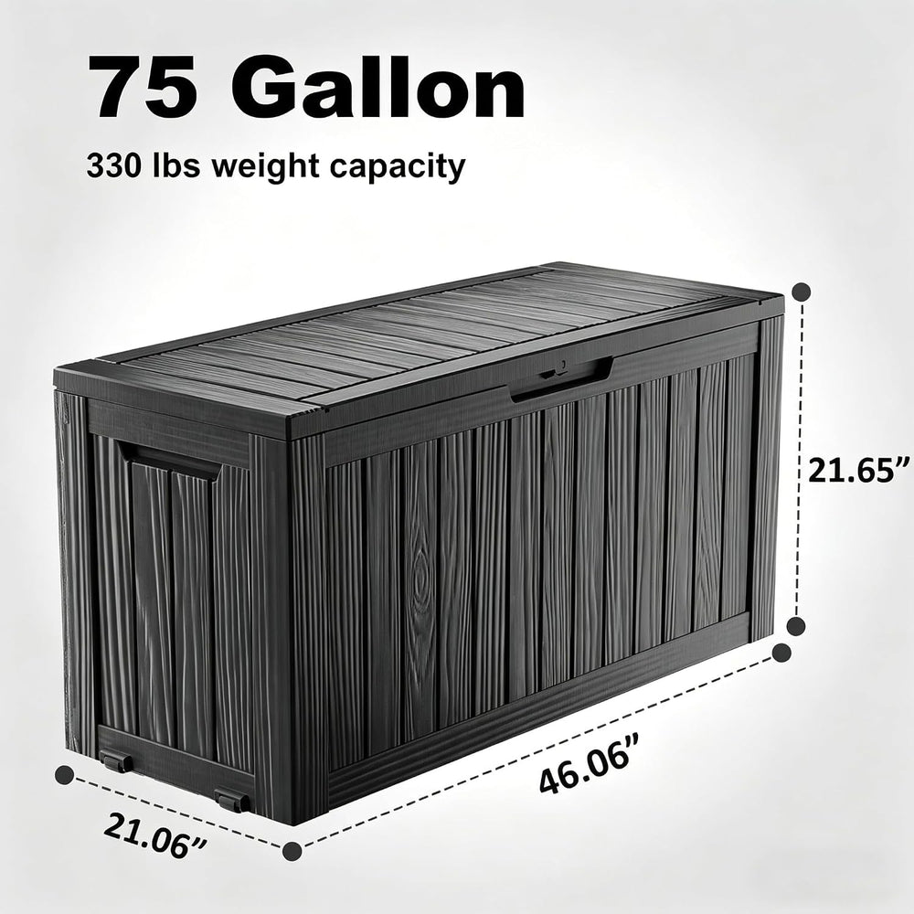 DRATO 75 Gallon Deck Box, Waterproof Resin Large Outdoor Storgae Box for Pati...