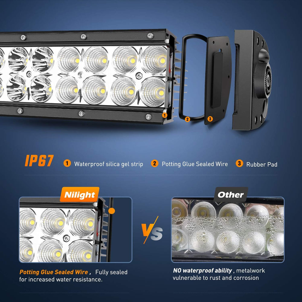 Nilight - 70003C-A 22" 120w LED Light Bar Flood Spot Combo Work Light Dr...