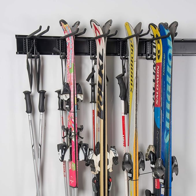 WALMANN Garage Storage Organization System Ski Wall Rack 10 Pairs of Skis Mount