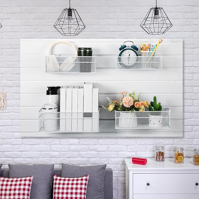 Barydat 4 Pcs Slatwall Basket Set Ventilated Metal Slatwall Basket Hanging Wire