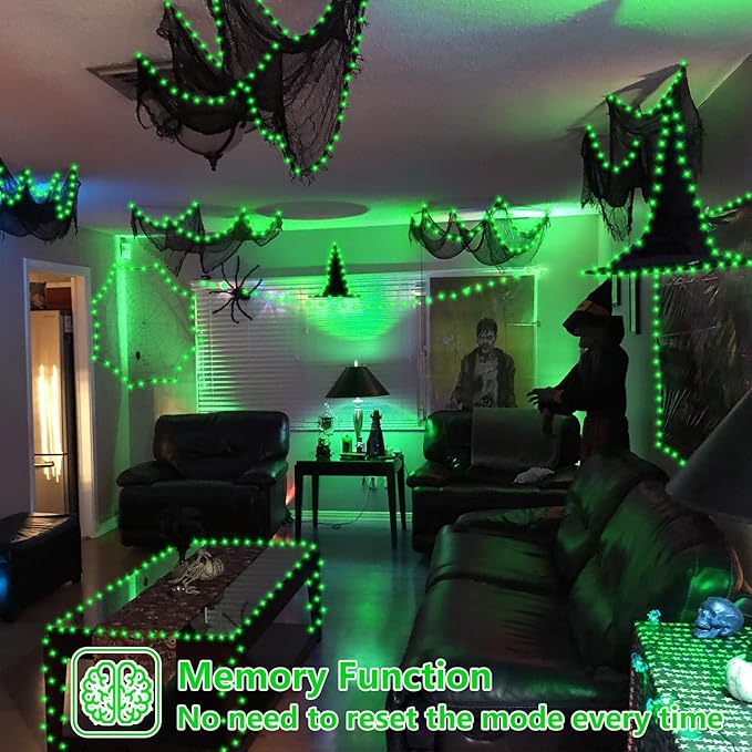 YEGUO 165ft 500 LED Halloween Lights Outdoor Waterproof, 8 Modes Green String...