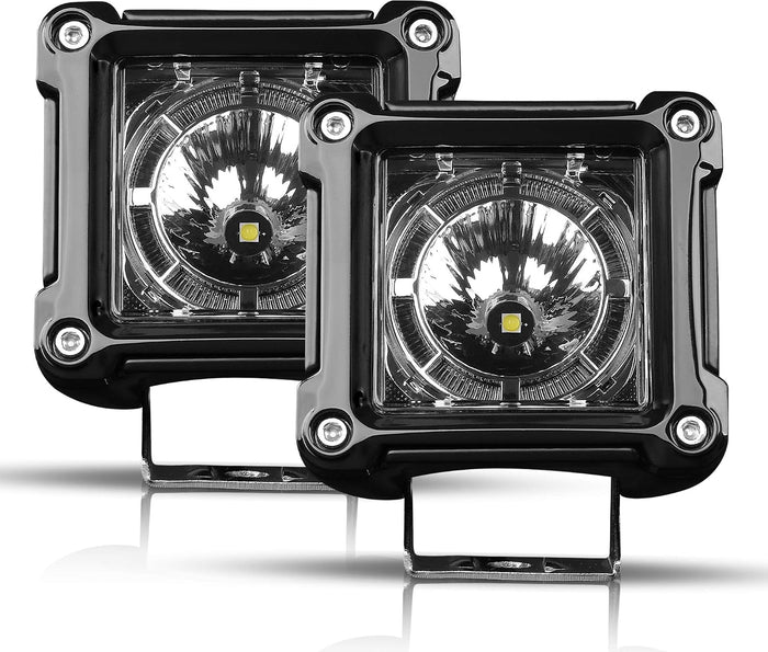 LED Cubes, Rigidhorse 3 Inch LED Pods Light 2PCS 100W Square Driving Lights SpotBeam Off Road Work Lights Fog Lights Truck Bumper Light for ATV UTV Motorcycle Pickup Boat
