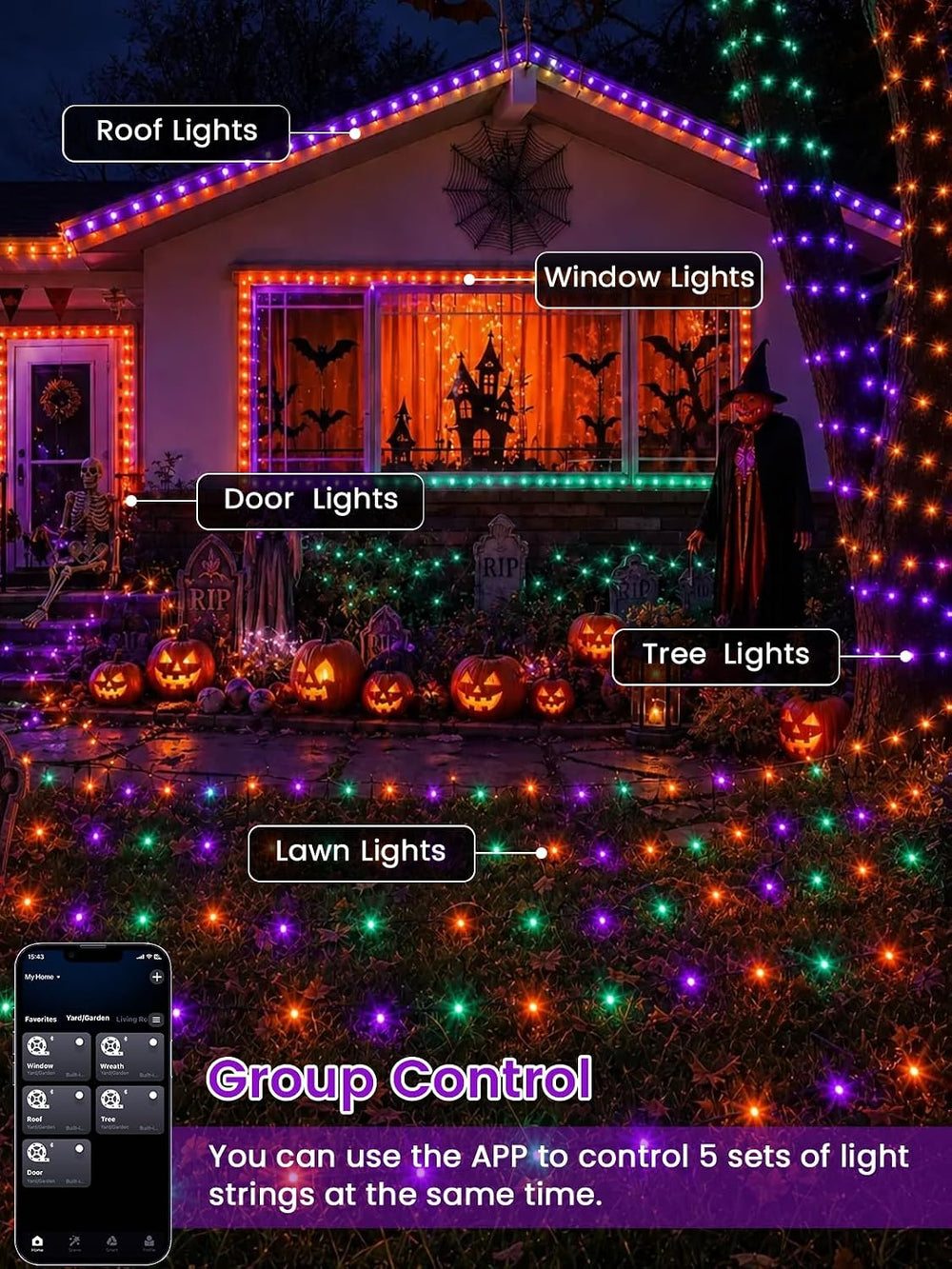 200 LED Smart RGB Color Changing String Lights APP & Remote for Halloween