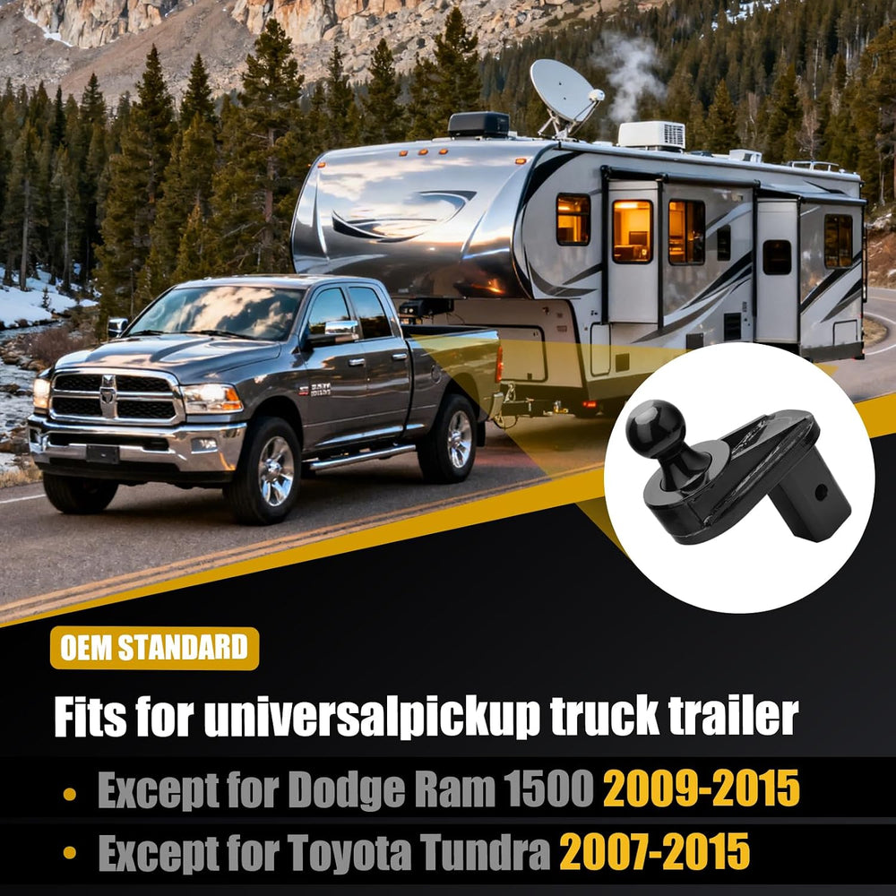 4" Offset Gooseneck Ball Extender for Short Bed Trucks, Square Base 2-5/...