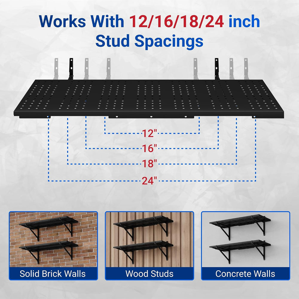 FLEXIMOUNTS 2-Pack 1x3ft Wall Mounted Garage Shelving, 14x34-inch