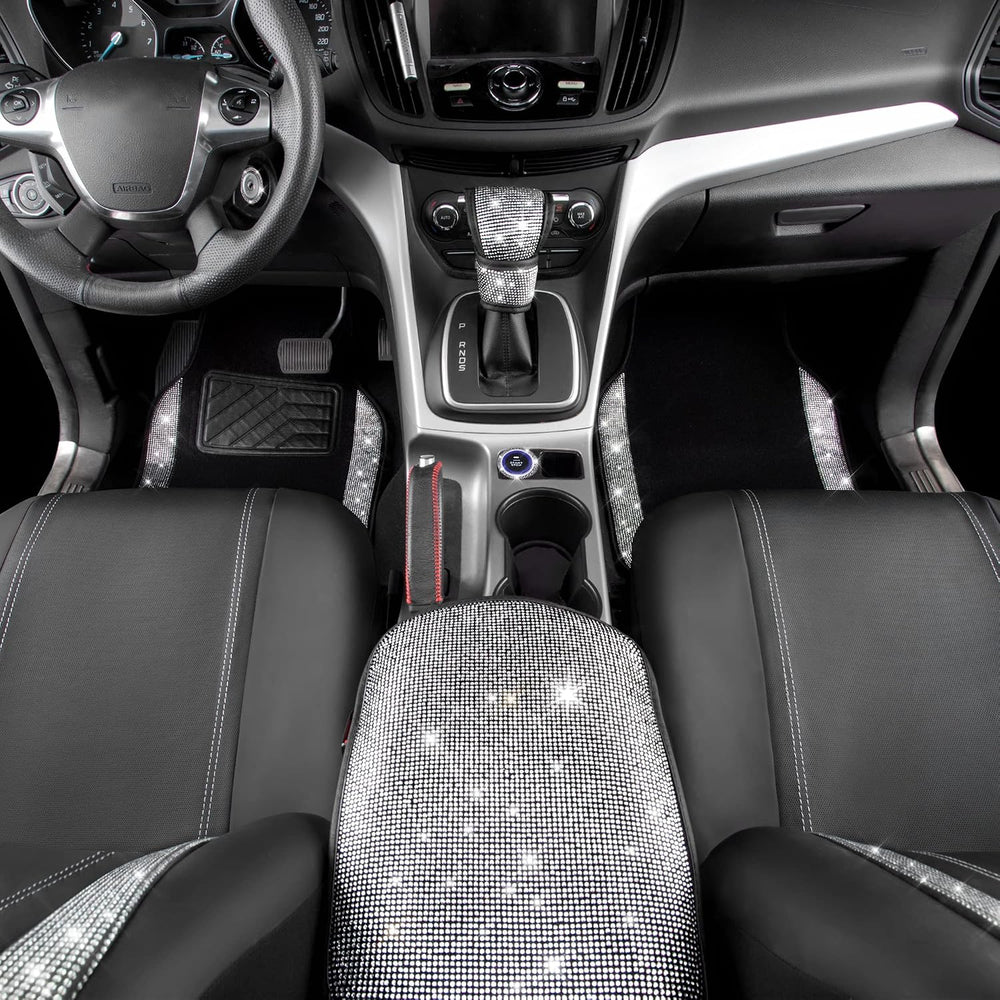 CAR PASS Rhinestone Bling Diamond Car Seat Covers Leather Shining Car Floor M...