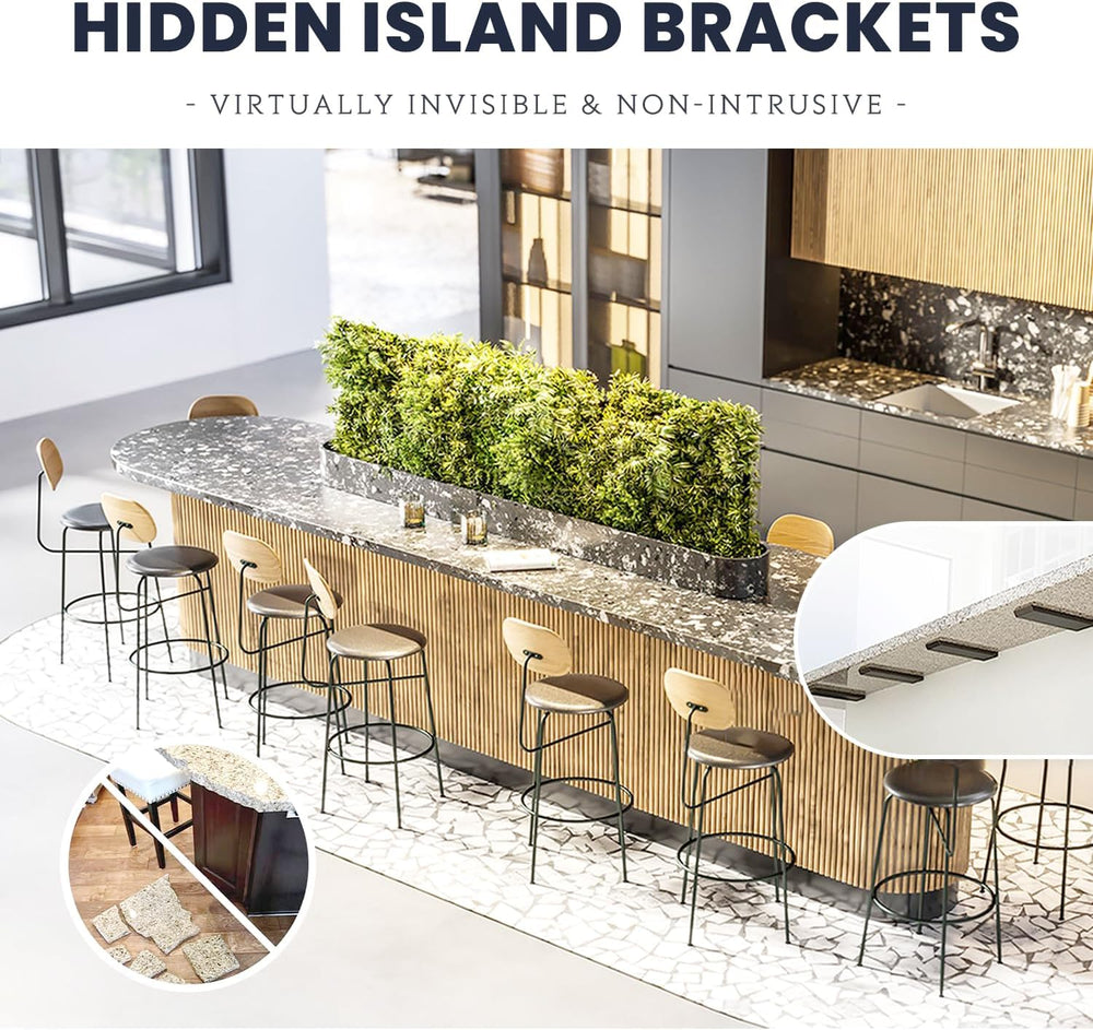 Hidden Island Countertop Support Bracket 1 Pack Black 28 Inch Heavy Duty Gran...