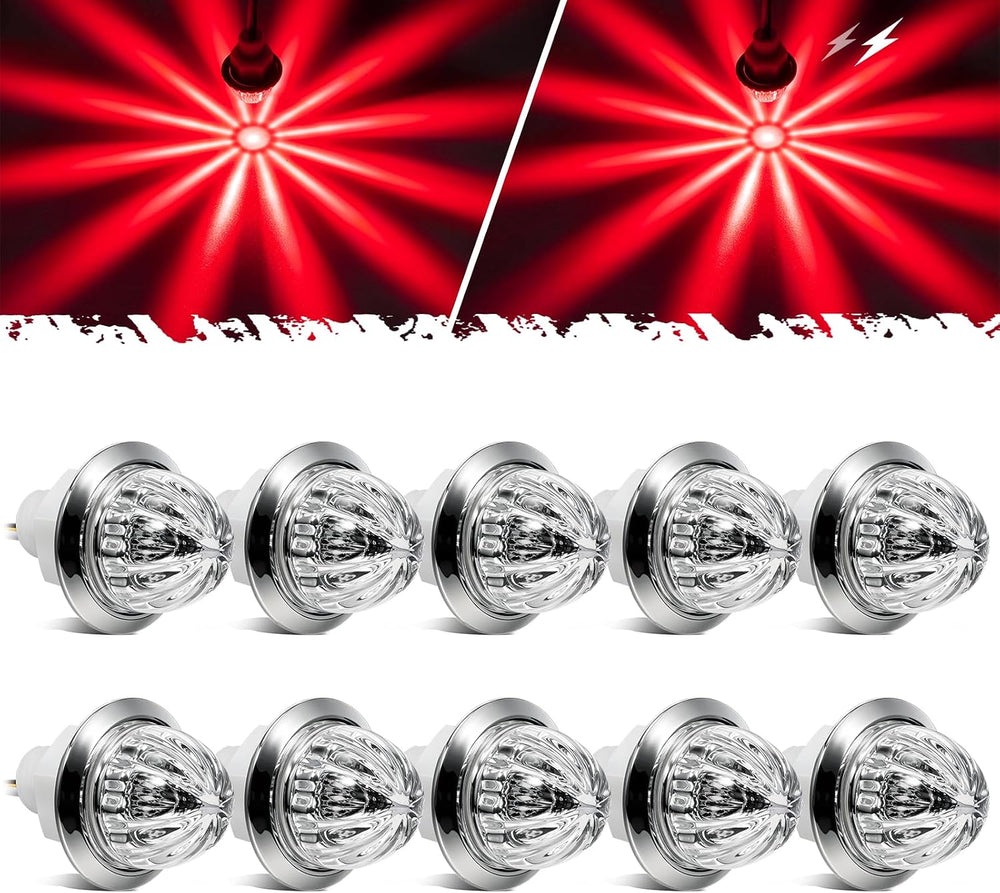 Partsam 10Pcs Mini Watermelon Lights, 3/4 Inch Strobe & Constant Dual Functio...