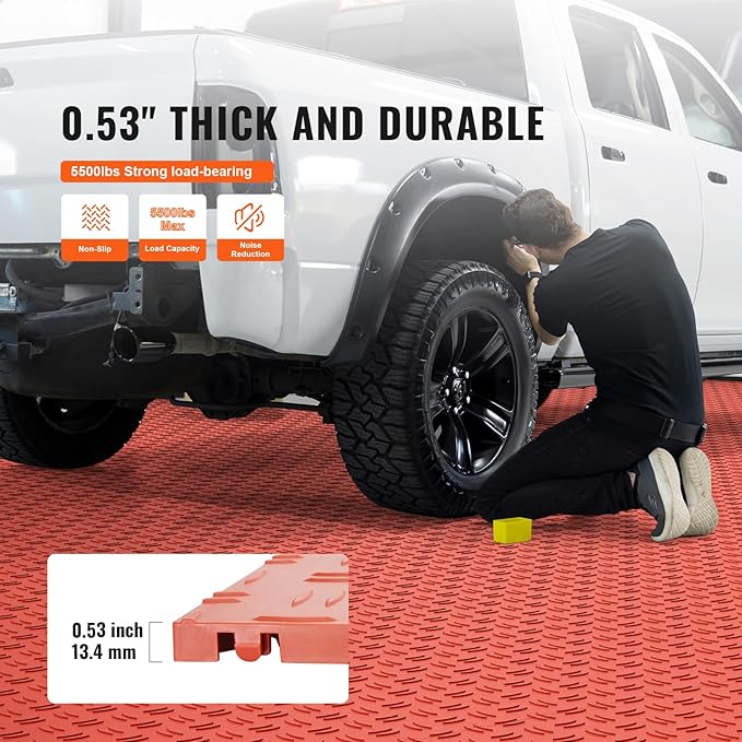 VEVOR Interlocking Garage Floor Covering Tiles, 50 Pack, Double-Sided Texture