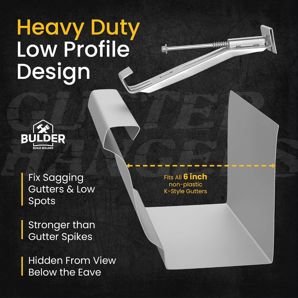 Quick-Screw 6" Gutter Hangers - Heavy Duty Hidden Gutter Brackets with P...