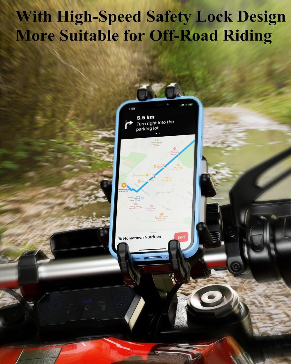 BRCOVAN Anti-Theft Motorcycle Phone Mount Holder with Vibration Dampener