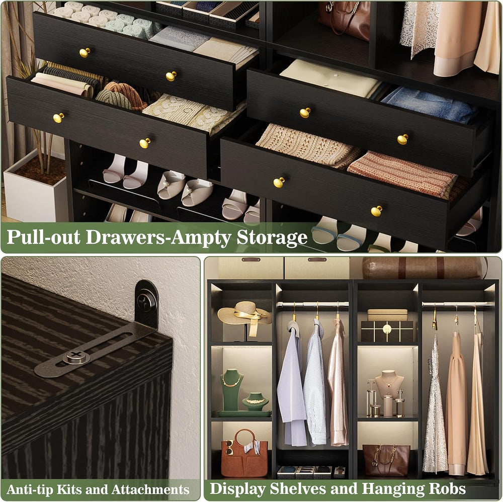 Besiost Closet System, 111"/9.3 FT Closet Organizer System with 8 Drawer...