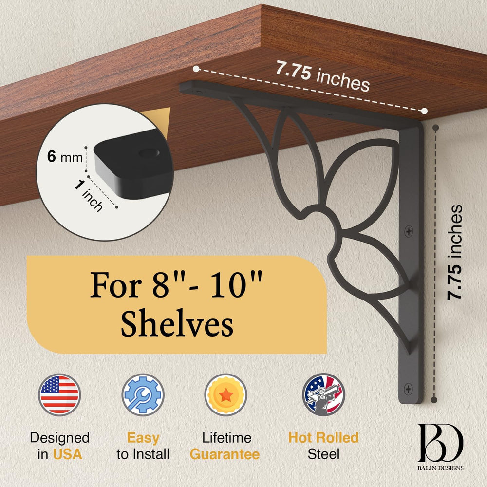 L Brackets for Shelves By Balin Designs for 8 inch -10 Flower Style Shelves –...