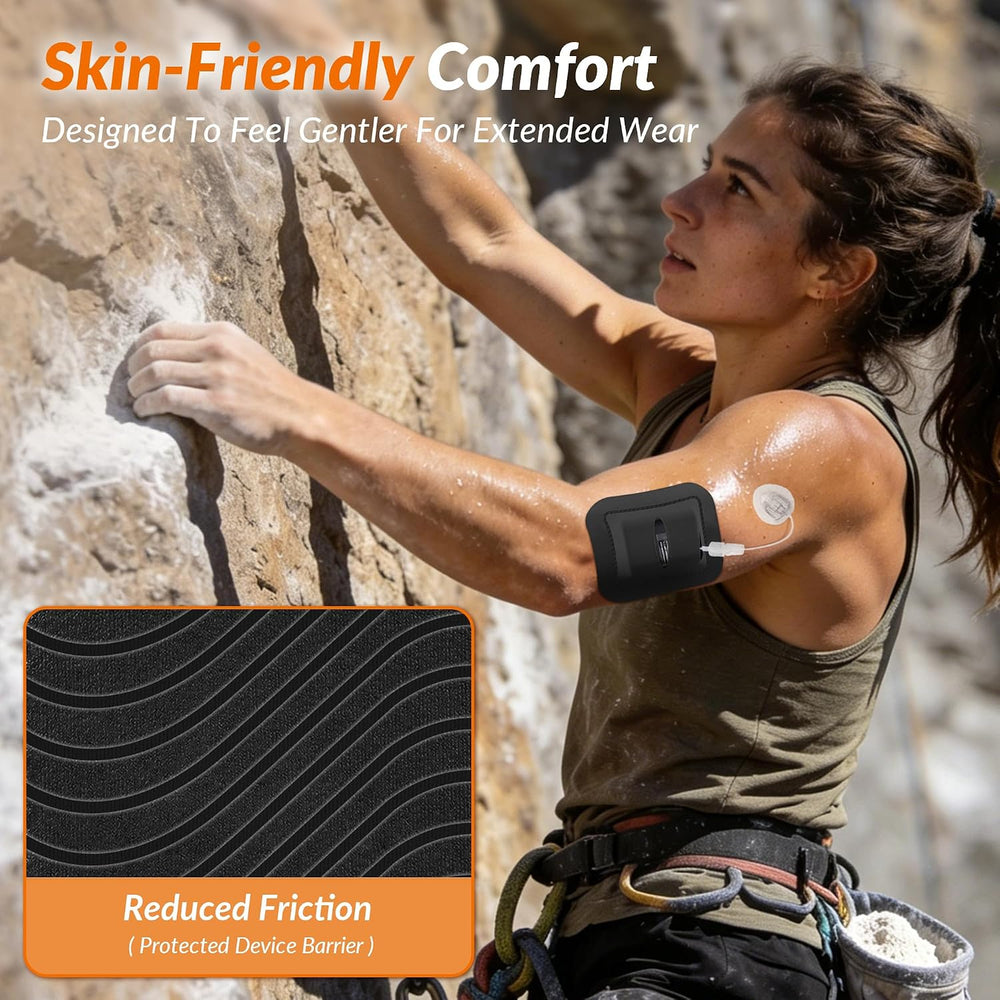 20 Pack Tandem Mobi Adhesive Sleeve, Amolyfe Upgraded On-Body Pocket, Black