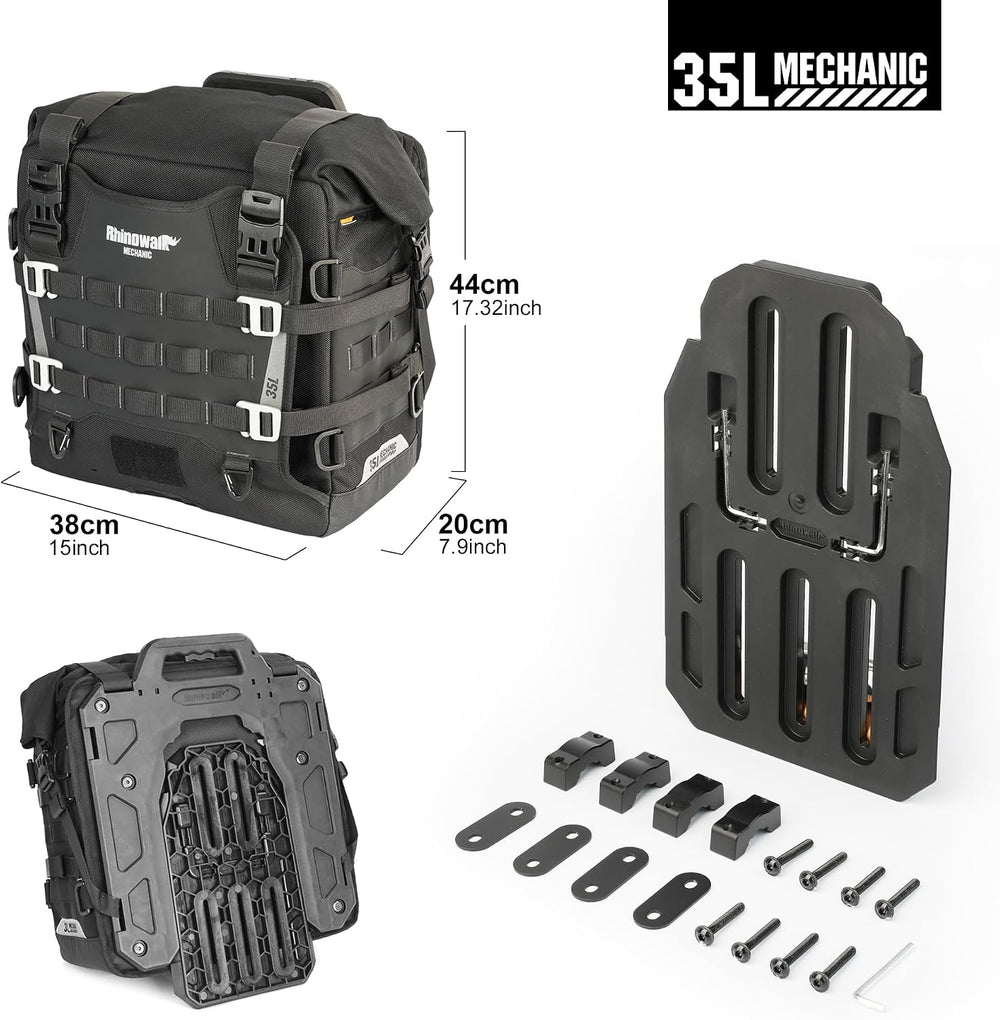 Rhinowalk Motorcycle Saddle bag Waterproof Luggage Bag 35L Quick Release with...