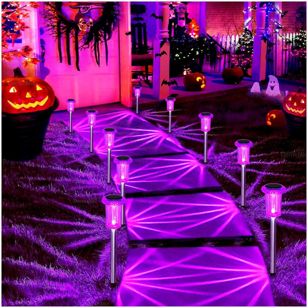 DenicMic Solar Halloween Lights Outdoor Waterproof 10 Pack Halloween Decor
