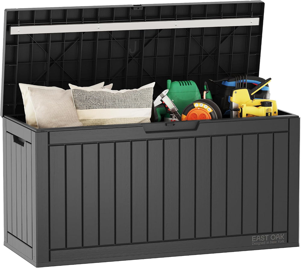 EAST OAK Outdoor Storage Box, 60 Gallon Deck Box Indoor and Outdoor Use, Black