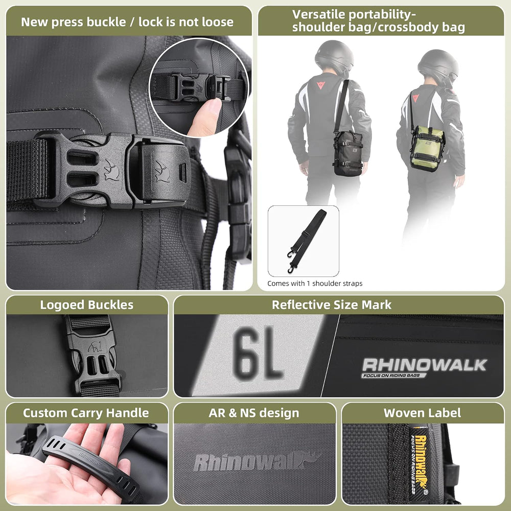 Rhinowalk Motorcycle Crash Bar Bag Waterproof 6L Motorcycle Frame Bag Saddle ...