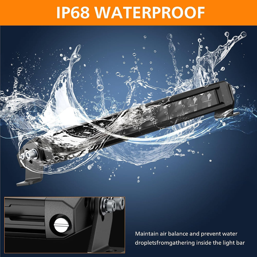 White Amber LED Light Bar 12”100W Slim Off Road Auxiliary Light