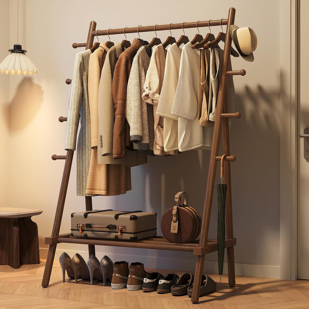 Yoobure Solid Wood Clothes Rack - Heavy Duty Clothing Racks for Hanging Cloth...