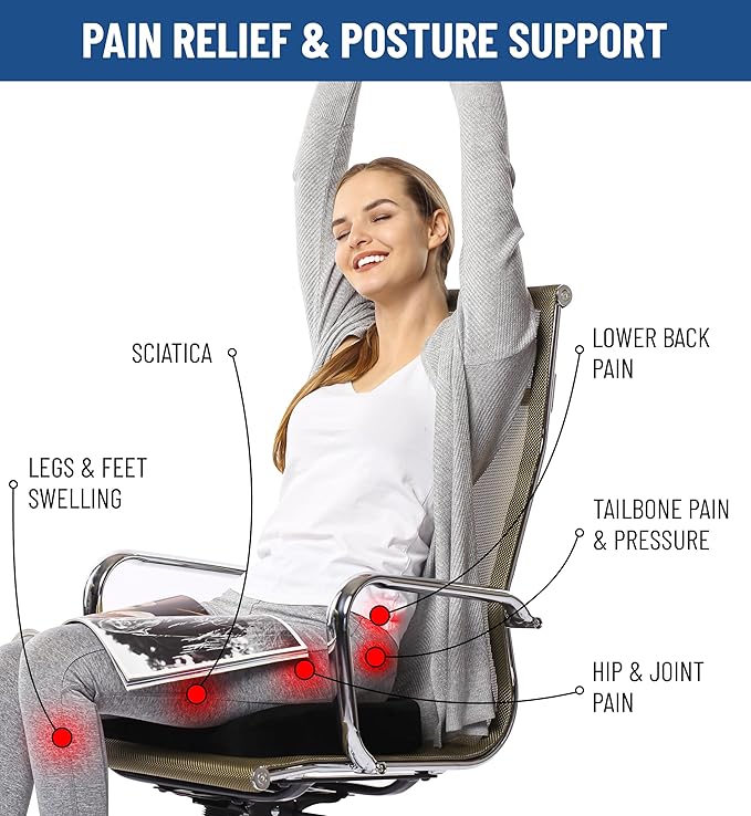 Everlasting Comfort Doctor Recommended Gel Memory Foam Seat Cushion