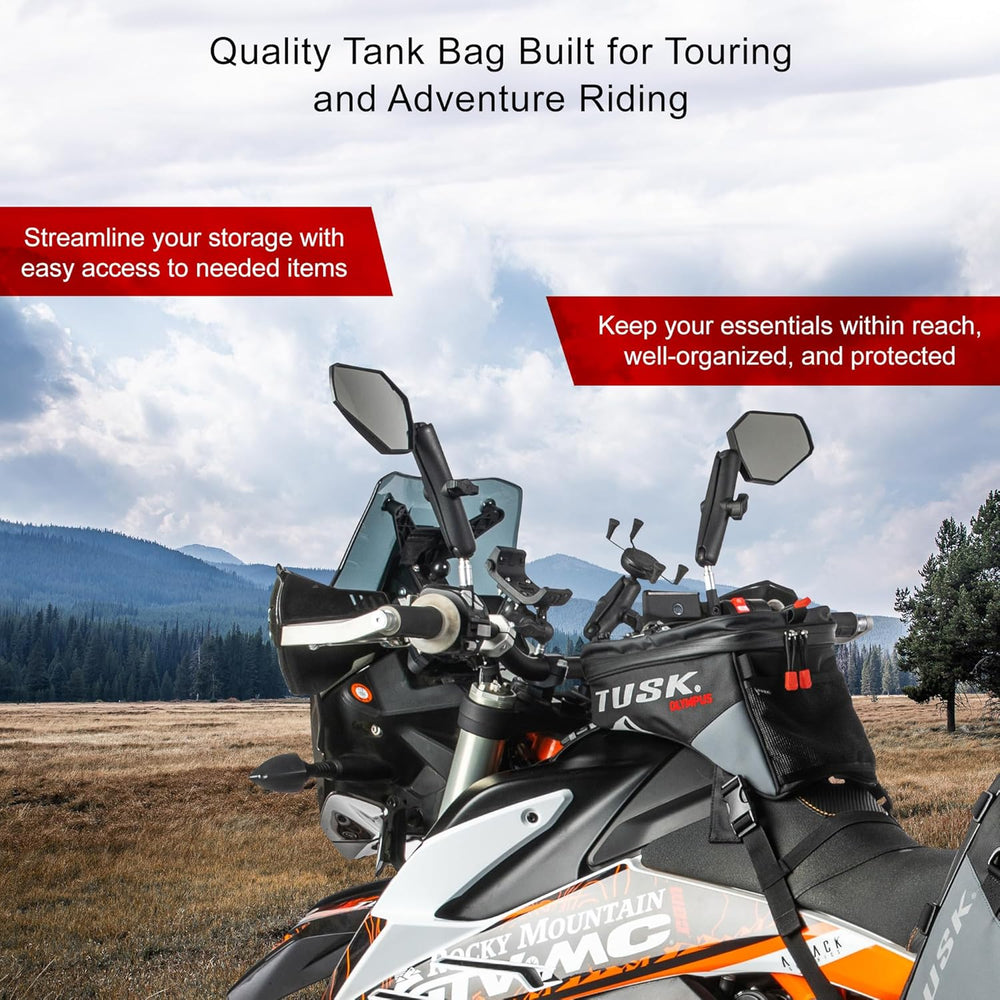 TUSK Olympus Tank Bag Large – 8L Motorcycle Luggage, Black/Grey, Waterproof Z...