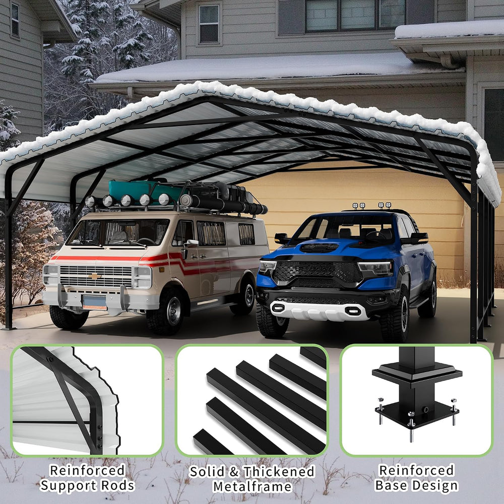 Shintenchi 20x20 FT Metal Carport, Oversized Carport Garage with Enhanced Bas...