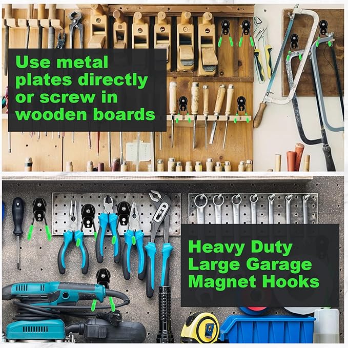 Landhoow Large Magnetic Hooks Heavy Duty Garage Magnet Hooks Strong Storage (...