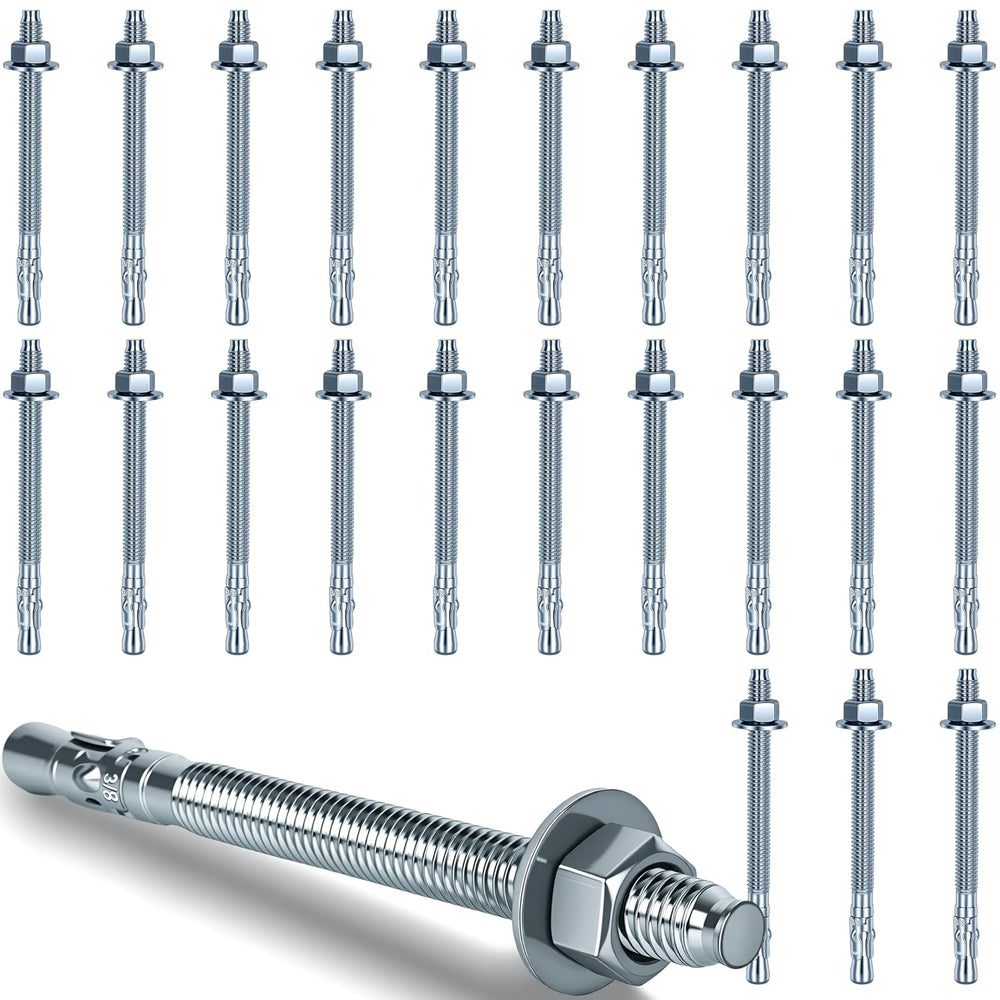 3/8 x 5 inch Wedge Anchors, 24 pcs Concrete Screw and Anchor Kit, Galvanized ...
