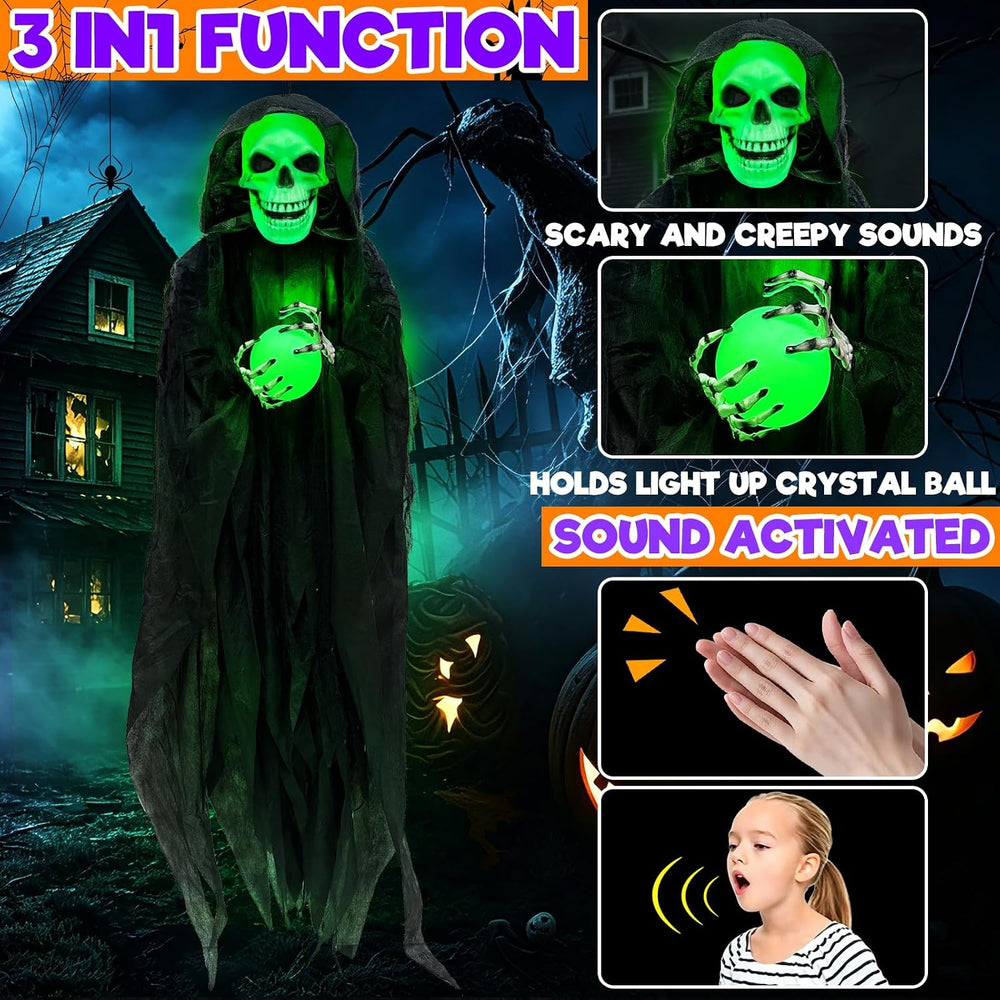 65" Halloween Animatronic Grim Reaper Decorations Outdoor
