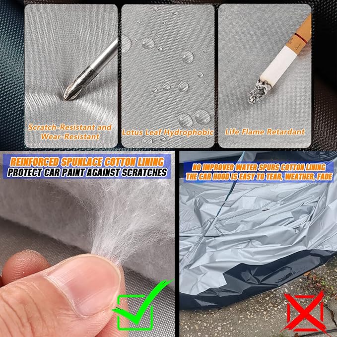 Breathable New Material, Waterproof Car Cover, Locks and Zipper Doors,