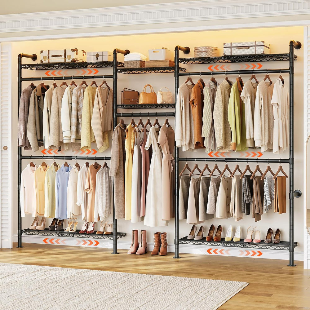 ONBRILL H3 Plus Expandable Wall Mounted Closet System Clothes Rack Black