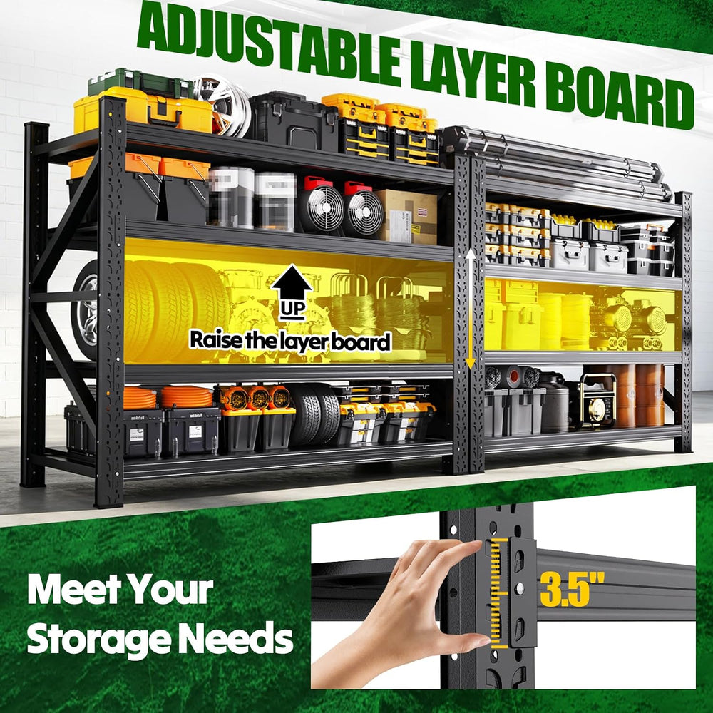 79"W Garage Shelving Heavy Duty Shelves, 4-Tier Garage Storage Shelves, ...