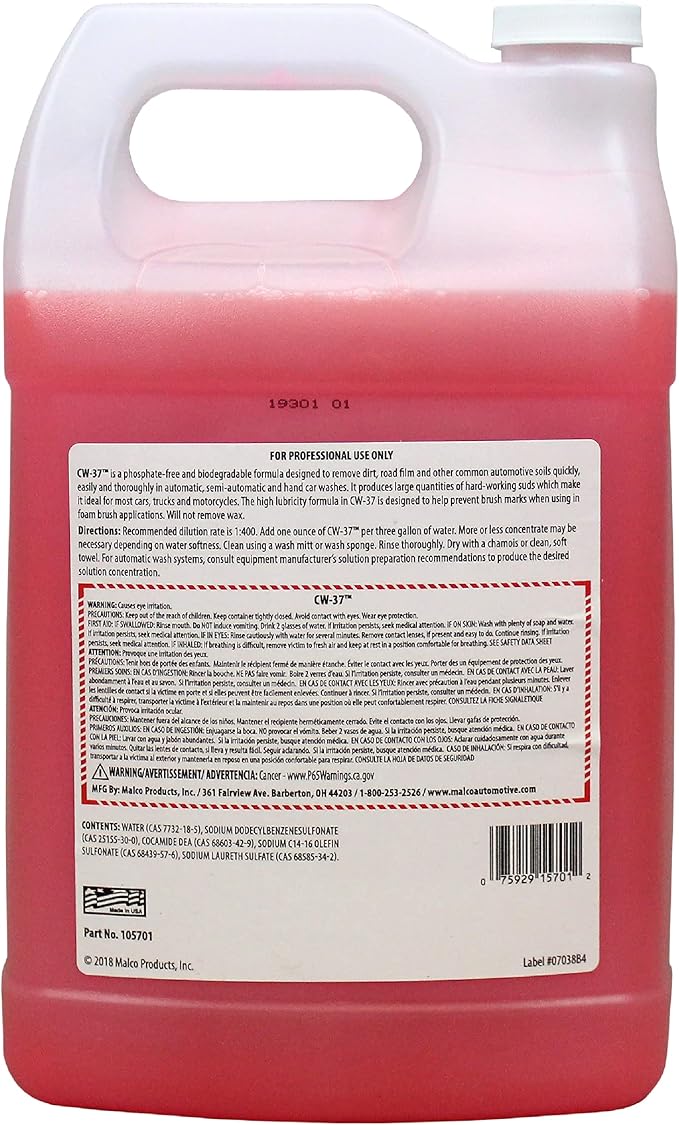 Malco CW-37 Premium Car Wash Concentrate
