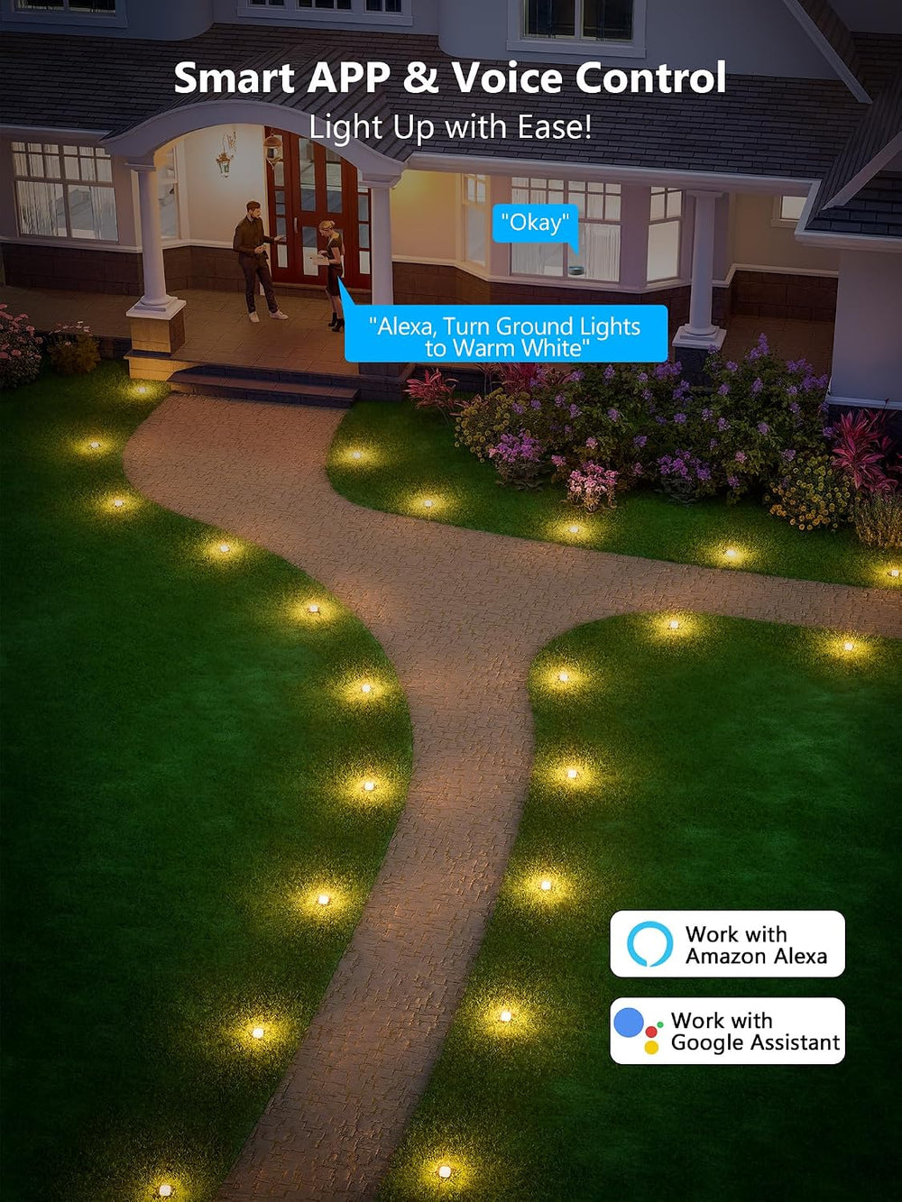 Brizled Halloween Lights Outdoor, 50ft Color Changing Smart Ground Lights