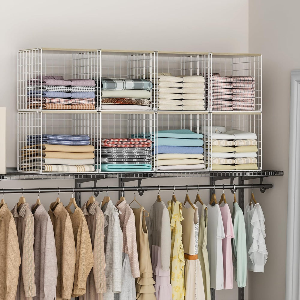 Hencawima 3PCS Stackable Closet Organizers and Storage, Closet Shelves with W...
