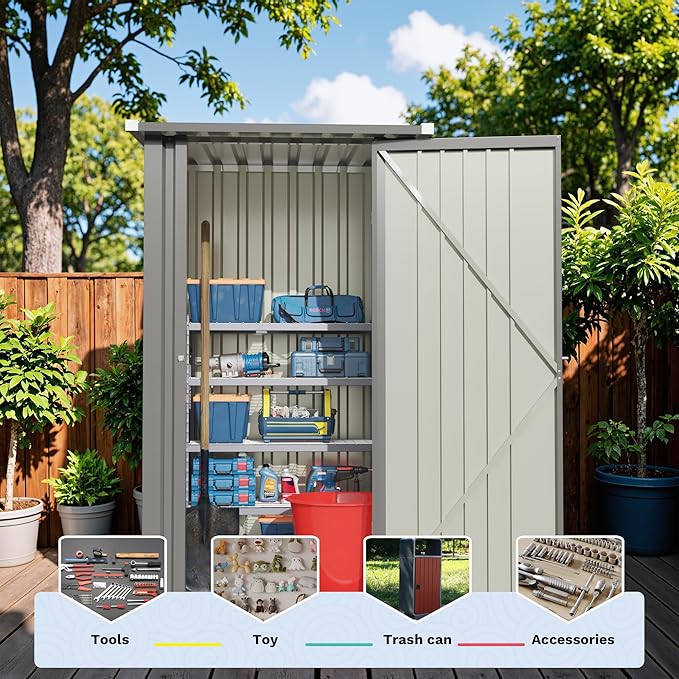 Devoko 3x3 FT Outdoor Storage Shed, Small Garden Tool Shed