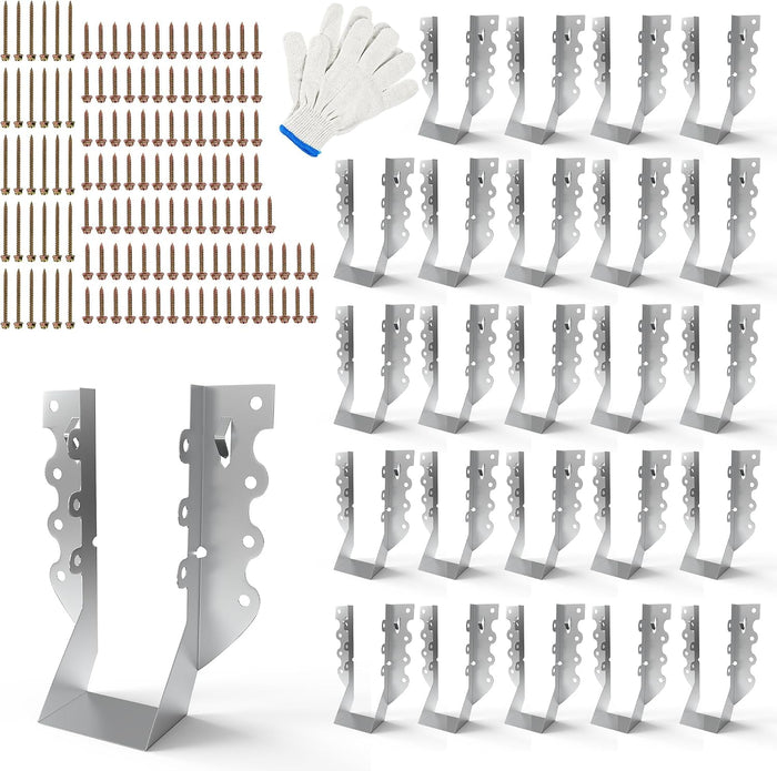 25 Pack 2x6 Joist Hangers with Screws for Wood, Galvanized Face Mount