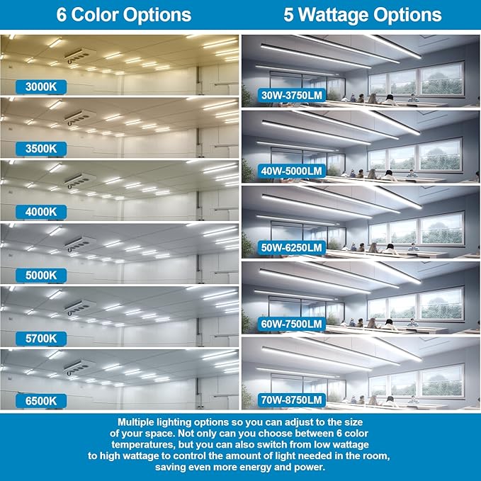 4FT LED Linear Strip Light, Super Bright 4 Foot LED Shop Lights 70W 60W 50W 4...