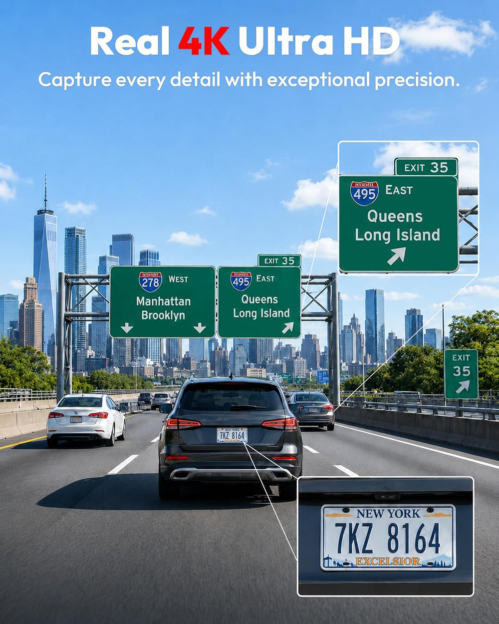 3 Channel 5G WiFi Dash Cam, 4K+1080P+1080P Dash Cam Front and Rear with 64GB ...
