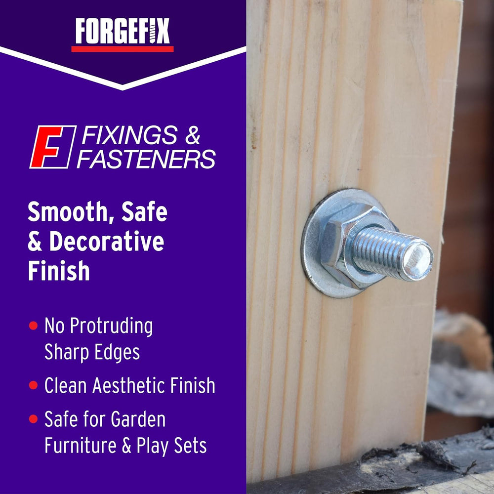 ForgeFix Carriage Bolts | M12 x 240mm | Zinc Plated | Bag 5