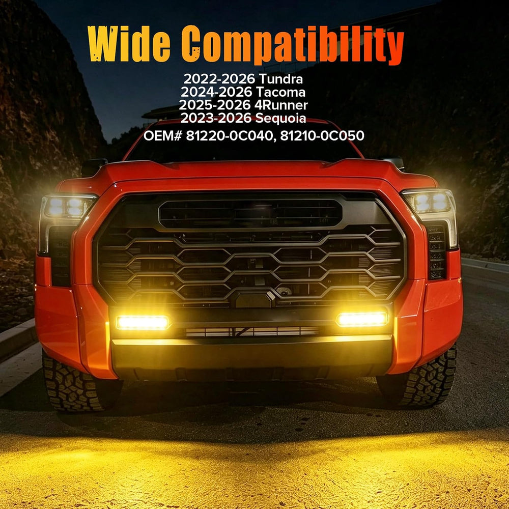 Fog Lights for 2022-2026 Tundra; 25-26 4Runner; 23-26 Sequoia Yellow