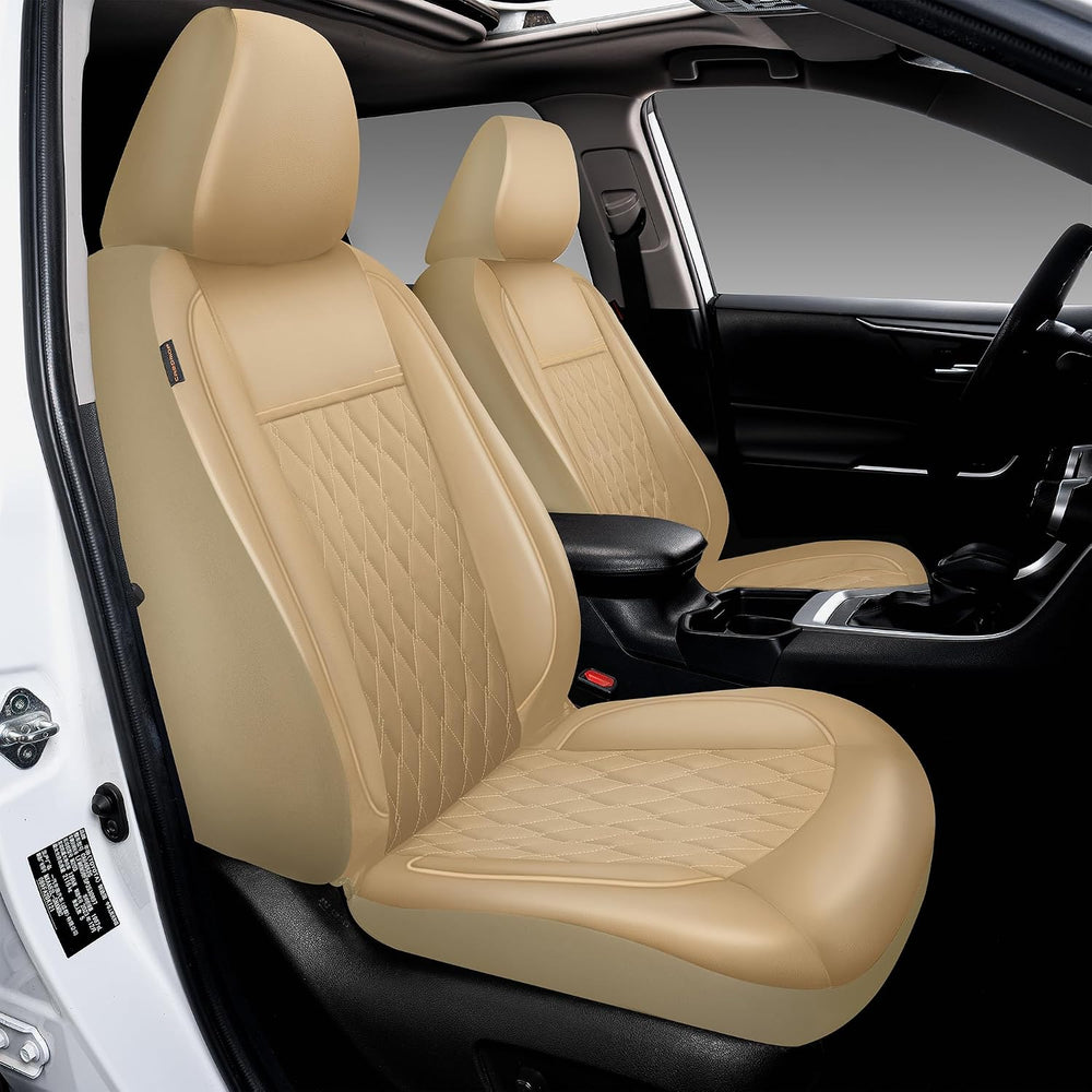 CAROMOP Faux Leather Car Seat Covers Full Set,Luxury and Comfortable Covers f...
