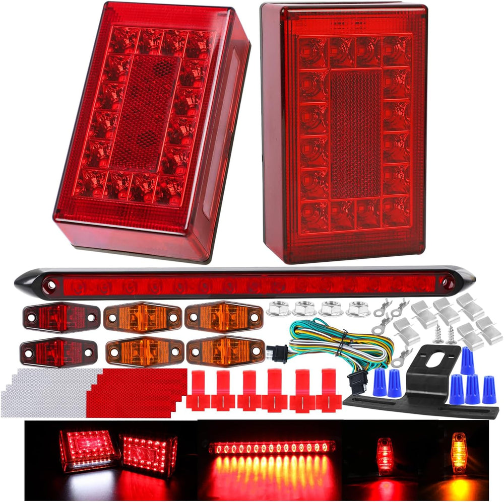 6" Boat Trailer Lights Kit, Submersible LED Trailer Light Rectangle