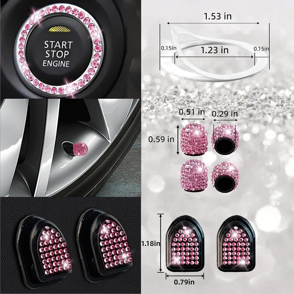 NBTEPEM 27-Piece Bling Car Accessories Set - Universal Fit Steering Wheel Cov...