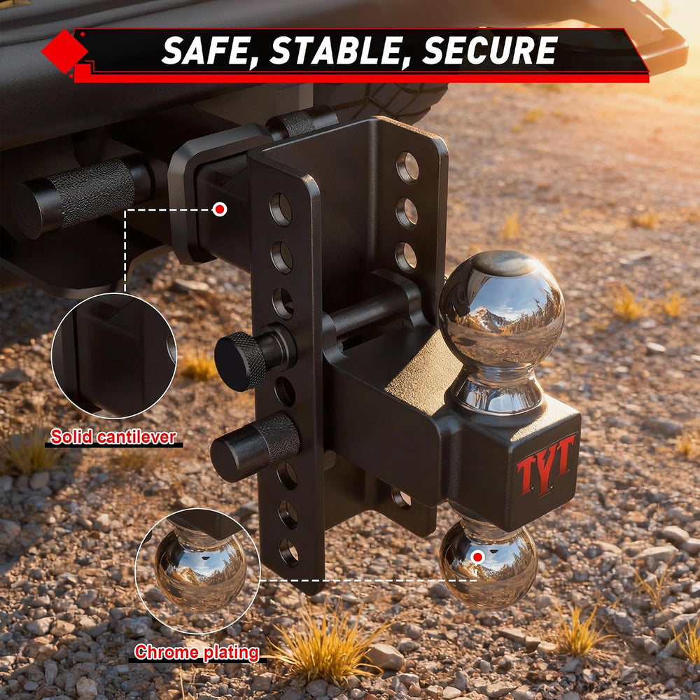 TYT Adjustable Truck Trailer Hitch for 2.5" Receiver, 6" Drop/Rise ...