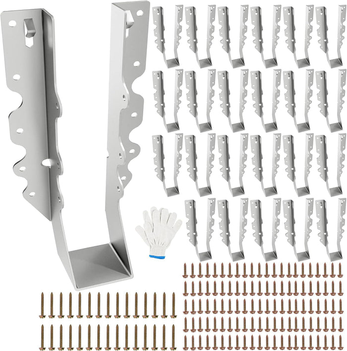 25 Pack 2x10 Joist Hangers with Screws for Wood, Galvanized Face Mount